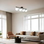 Opviq Yeni Can Lámpara de Araña de 4 Luces en Negro y Blanco con Vidrio